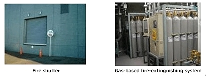 Fire shutters, gas-based fire extinguishing systems (nitrogen gas)