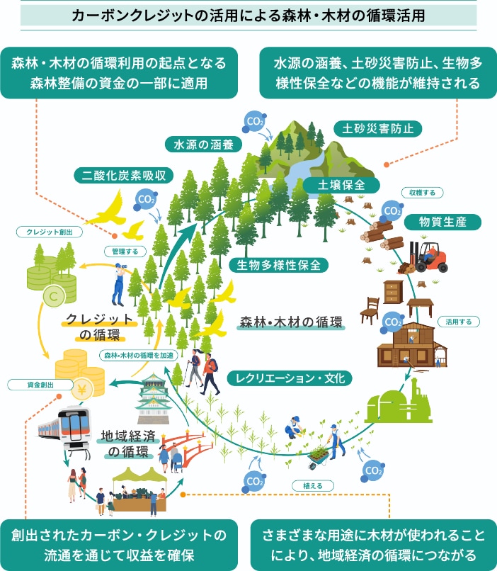 カーボンクレジットの活用による森林・木材の循環活用