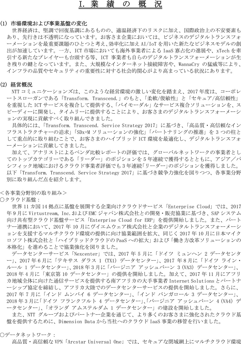 I.業績の概況