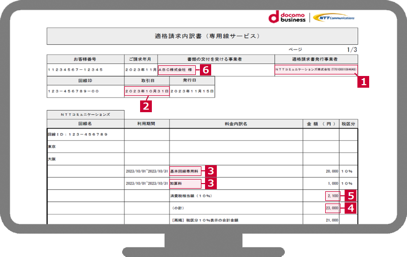 NTTコミュニケーションズ・NTT東日本・西日本ご利用分を請求している場合
