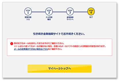 金融機関サイトでの手続き