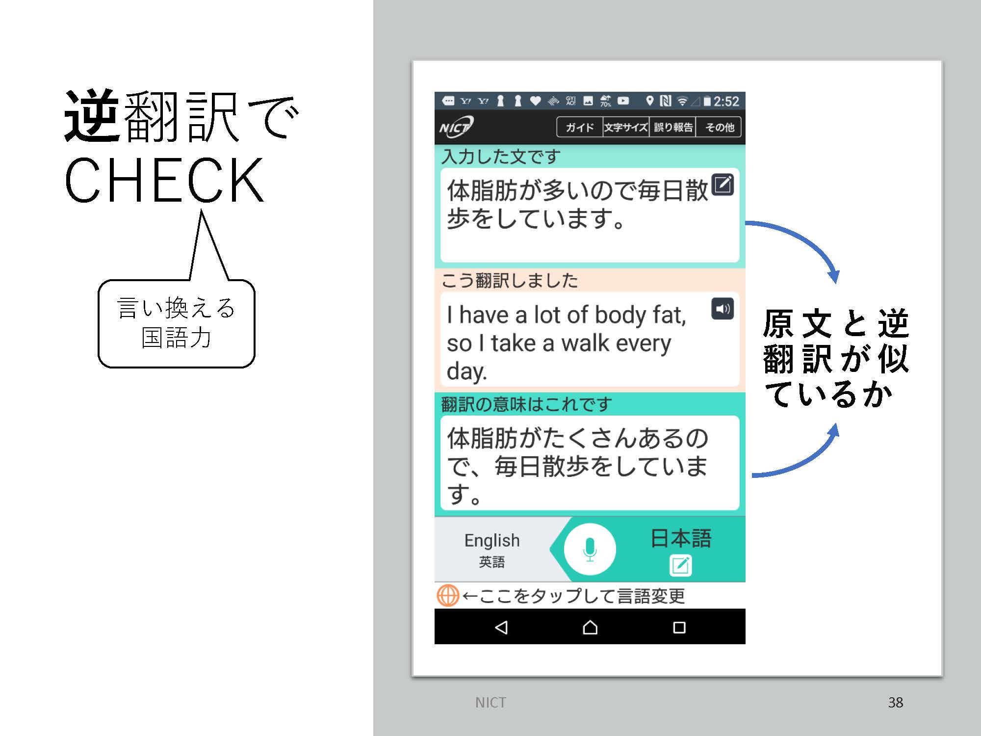 逆翻訳でCHECK