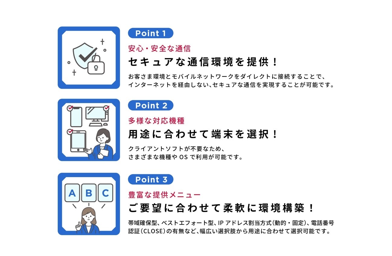 ドコモ回線で、インターネットを使わない通信が可能に