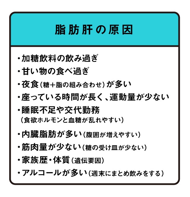 原因は食生活…糖の過剰摂取が脂肪蓄積に