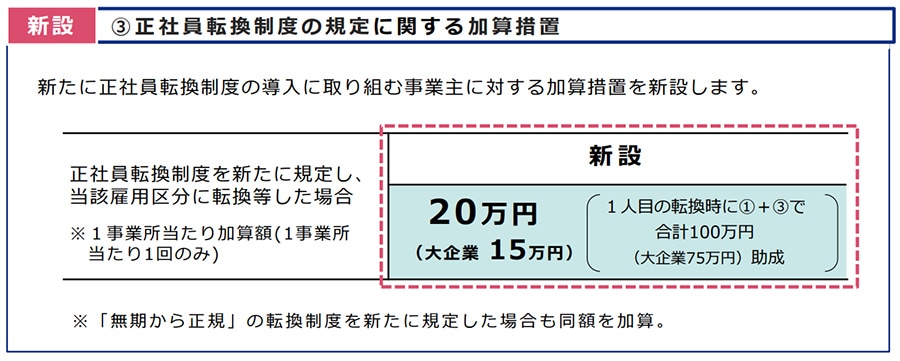 新設 ③正社員転換制度の規定に関する加算措置