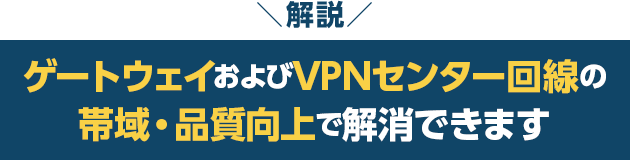 解説　ゲートウェイおよびVPNセンター回線の帯域・品質向上で解消できます