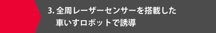 3.全周レーザーセンサーを搭載した車いすロボットで誘導