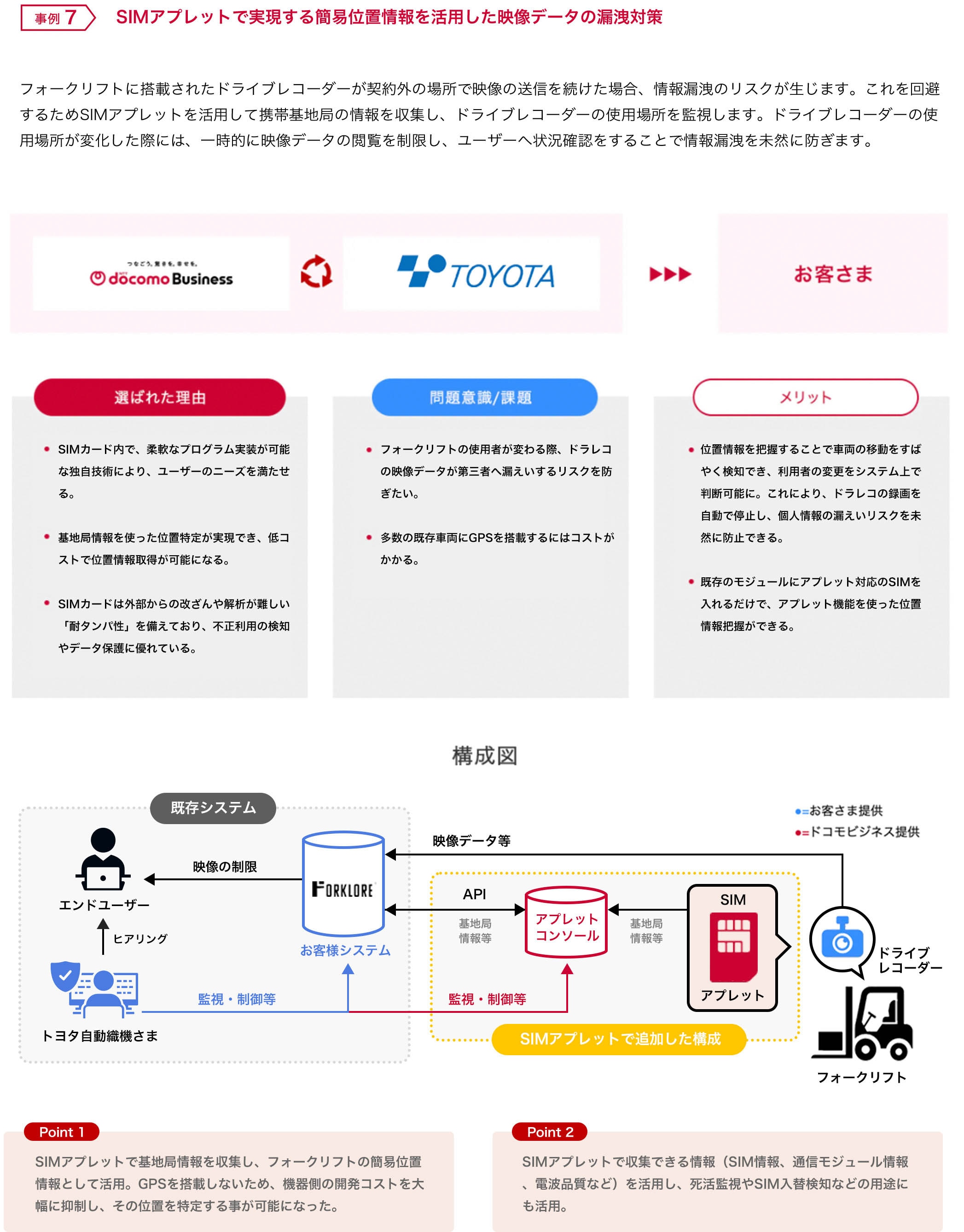 事例7 SIMアプレットで実現する簡易位置情報を活用した映像データの漏洩対策