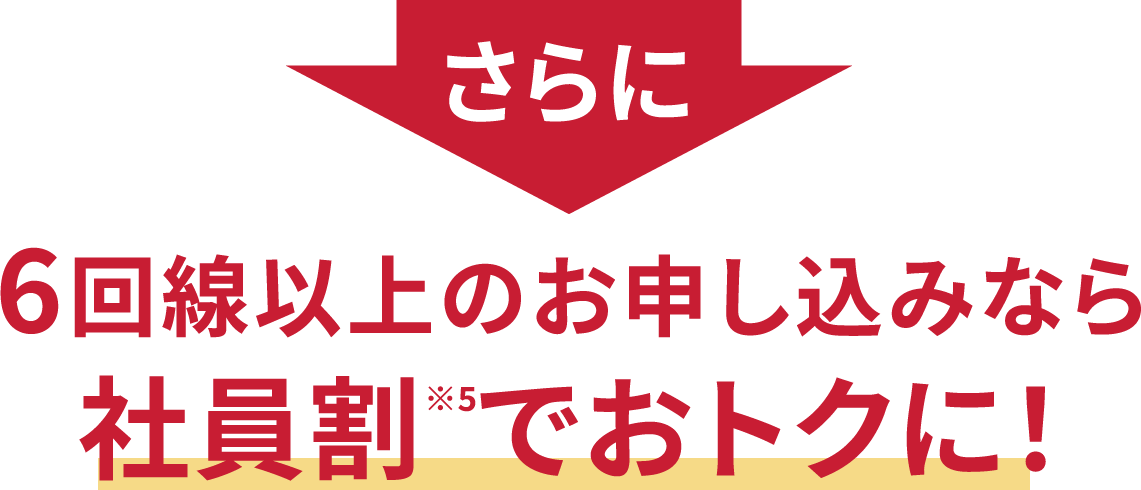 6回線以上のお申し込みなら社員割※5でおトクに！