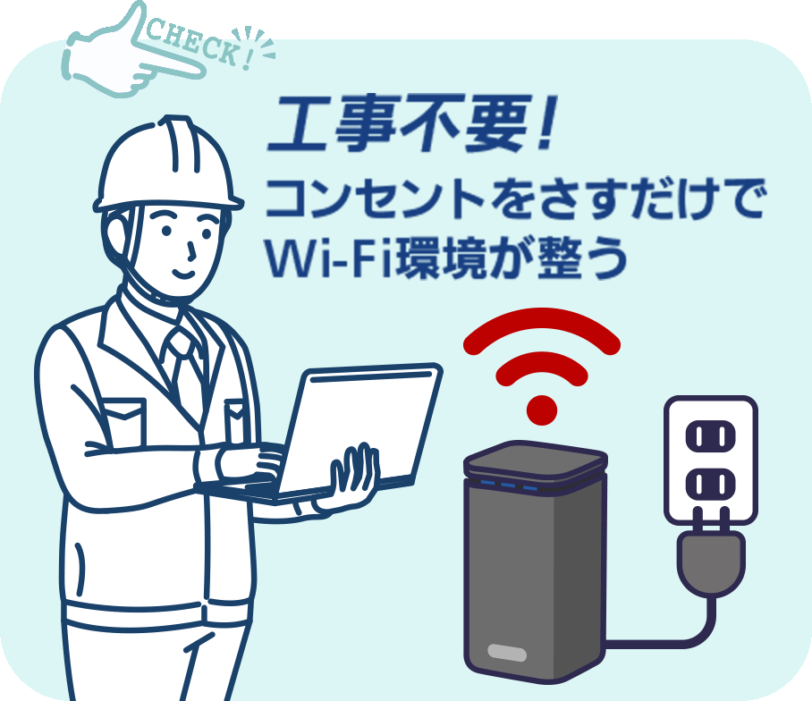 工事不要!コンセントをさすだけでWi-Fi環境が整う