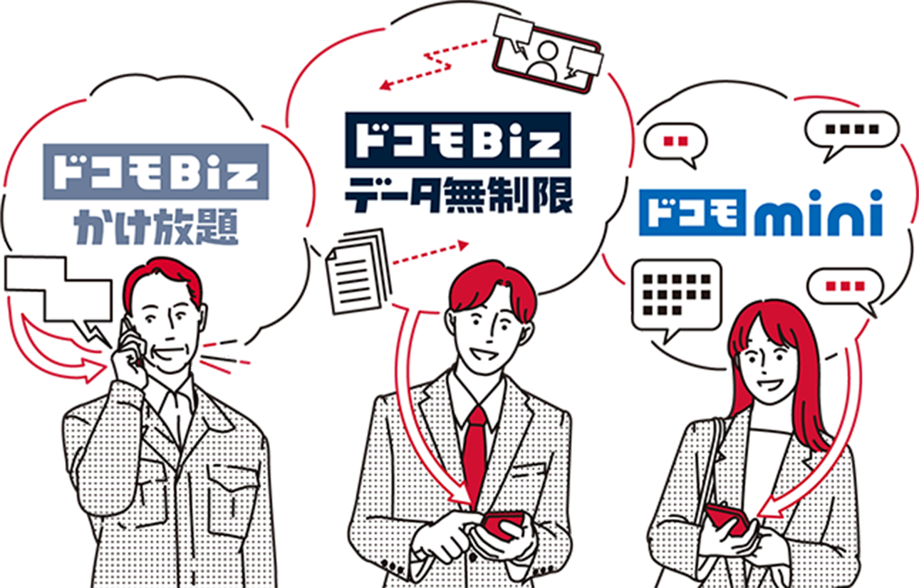 ドコモBiz かけ放題、ドコモBiz データ無制限、ドコモ mini