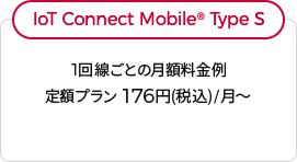 IoT Connect Mobile® Type S 1回線ごとの月額料金例 176円(税込)/月～