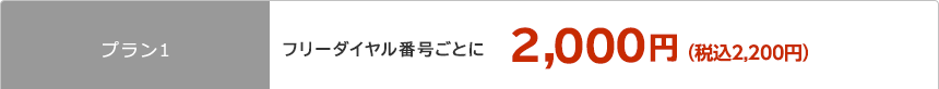 プラン1 フリーダイヤル番号ごとに2,000円（税込2,160円）