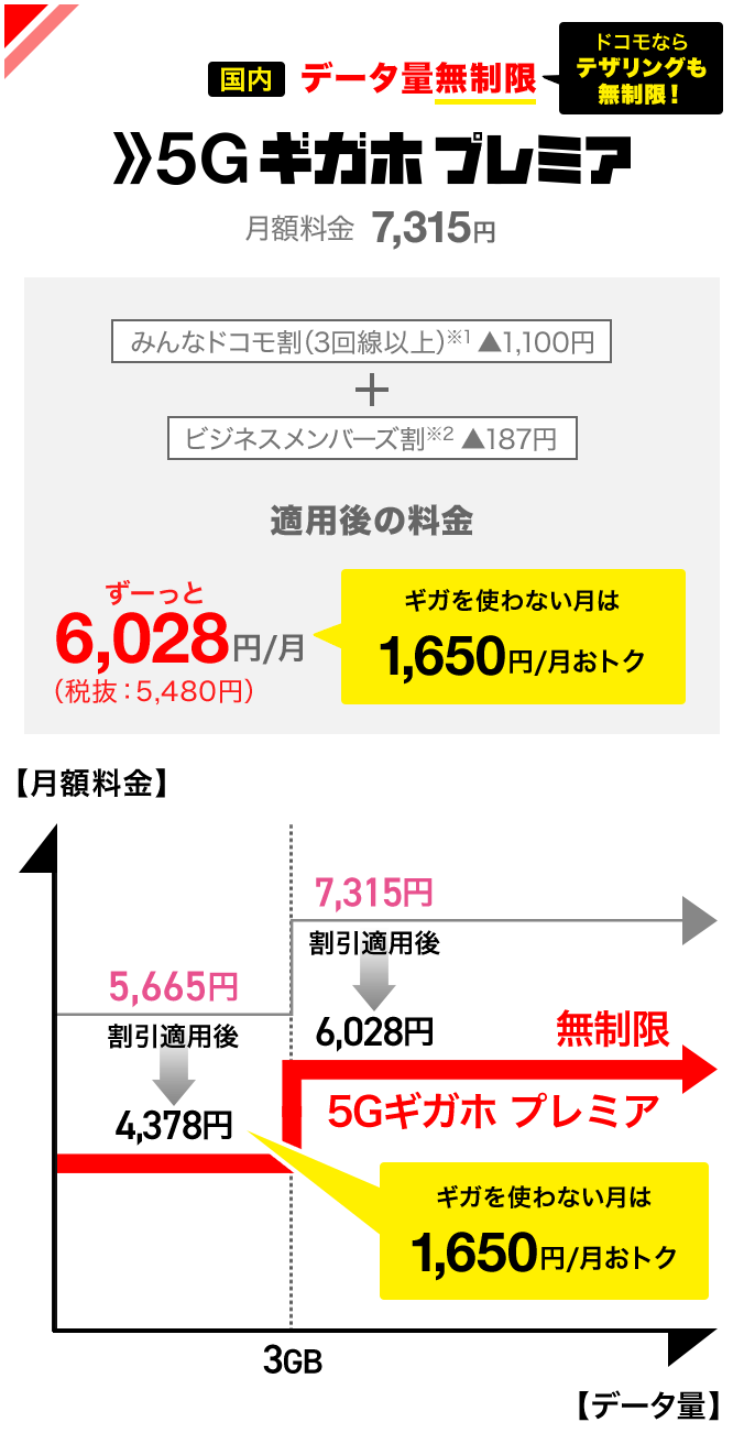 データ量無制限　5Gギガホ プレミア