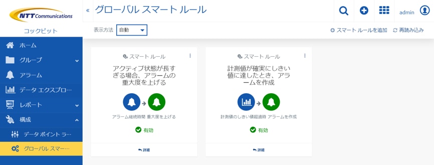 アラート設定機能の画面例