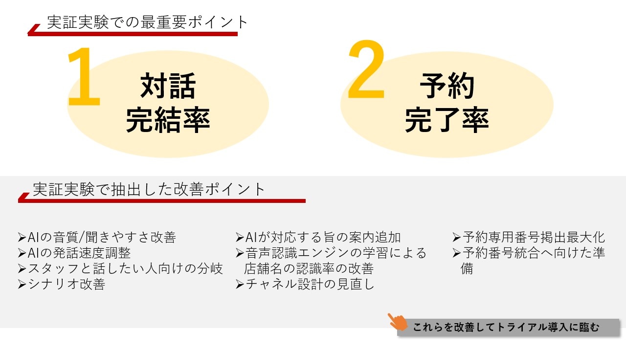 実証実験での最重要ポイント　実証実験で抽出した改善ポイント