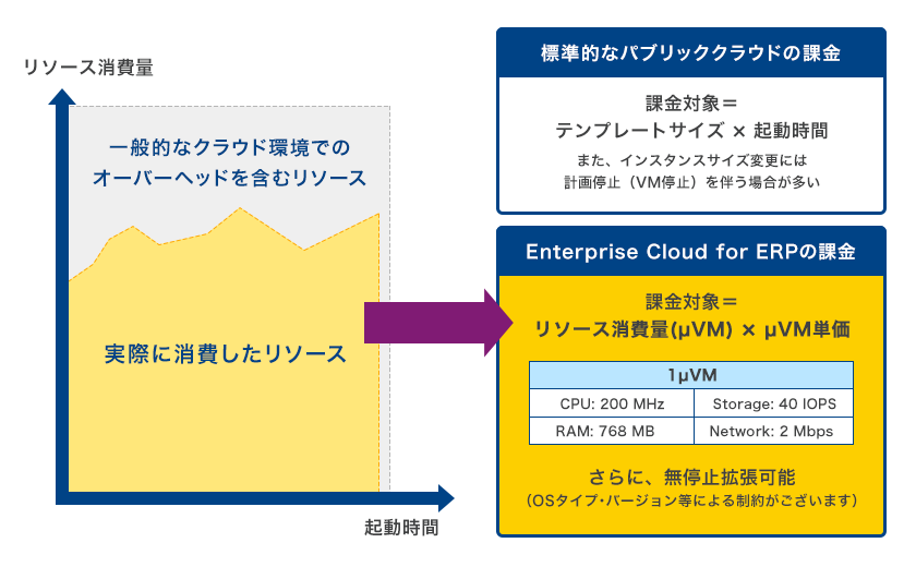 画像：μVMによる仮想サーバーの実消費量課金