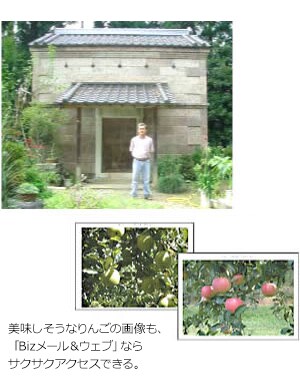 美味しそうなりんごの画像も、「Bizメール&ウェブ」ならサクサクアクセスできる。