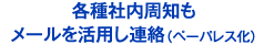 各種社内周知もメールを活用し連絡（ペーパレス化）