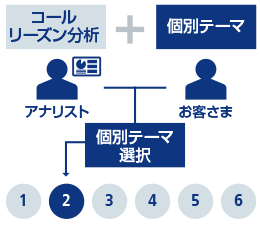 アナリスト：コールリーズン分析 + お客さま：個別テーマ -> 個別テーマ選択