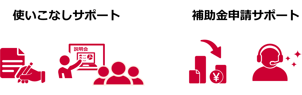 「まかせて安心なサポートメニューをご用意！」のイメージ図