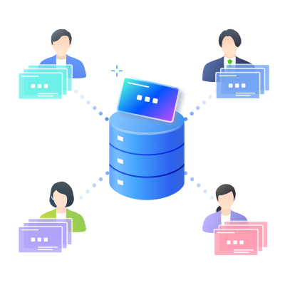 「名刺管理の属人化から脱却」イメージイラスト