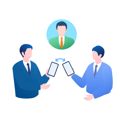 「名刺情報共有の手間削減」イメージイラスト