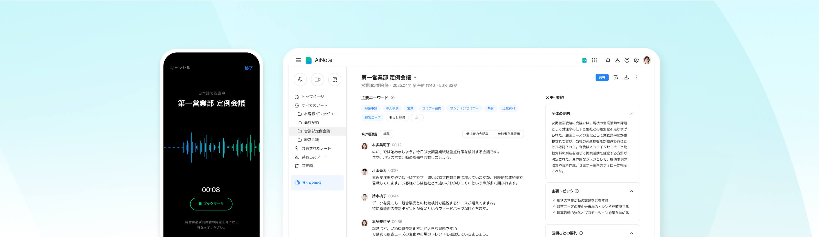 「LINE WORKS AiNoteとは?」イメージイラスト