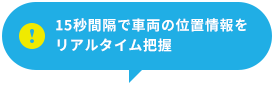15秒間隔で車両の位置情報をリアルタイム把握