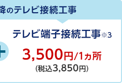 テレビ端子接続工事※3 3,500円/1ヵ所（税込3,850円）