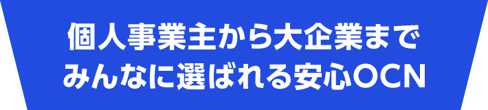 個人事業主から大企業まで みんなに選ばれる安心OCN