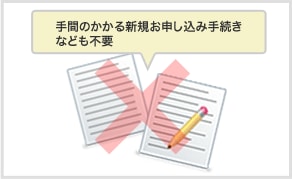 手間のかかる新規お申し込み手続きなども不要