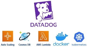 DatadogはAuto Scaling、Cosmos DB、AWS Lambda、docker、kubernetesといった、さまざまなプラットフォームに対応しています。