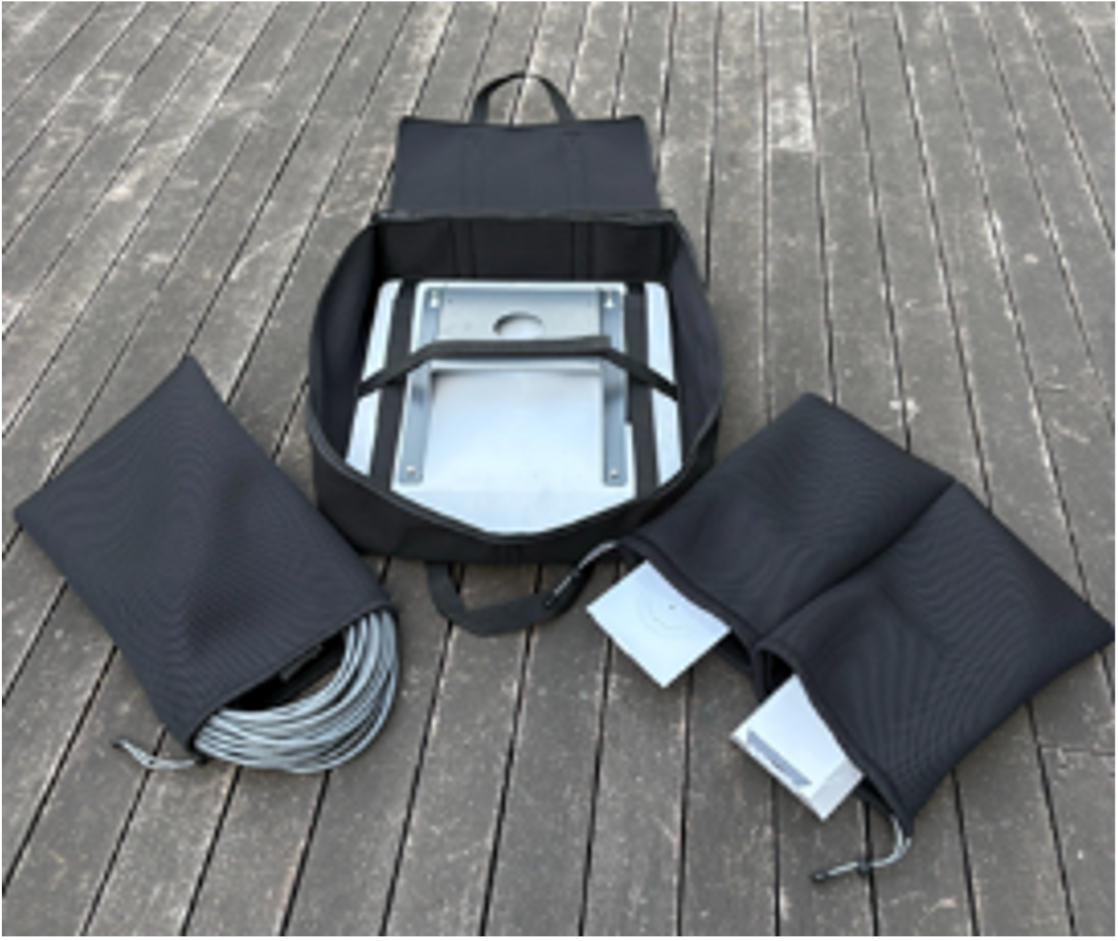 内張りにクッション材を使用アンテナ及び各構成品の内袋も付属