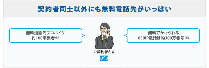 契約者同士以外にも無料電話先がいっぱい