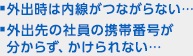 ■外出時は内線がつながらない… ■外出先の社員の携帯番号が分からず、かけられない…