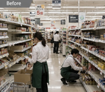 「商品の欠品や陳列乱れに気付かない」のイメージ画像