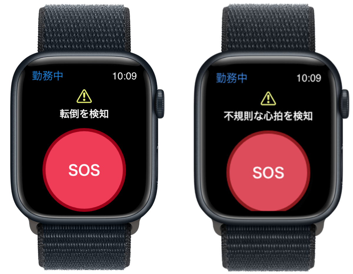 転倒検知とSOS送信機能による緊急時の通知 イメージ