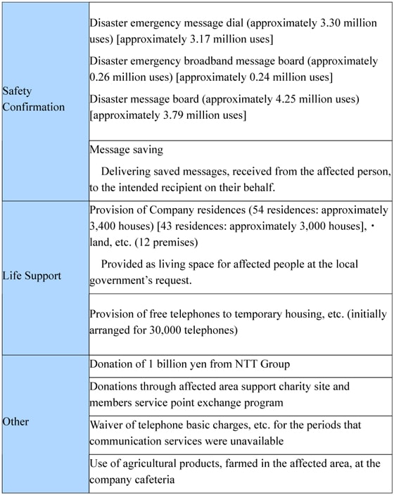 Major Efforts in Providing Life Support to the Affected People