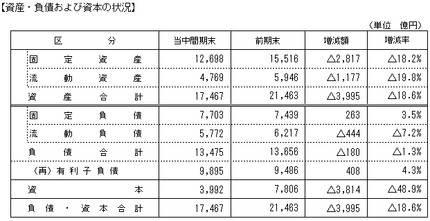 資産・負債および資本の状況