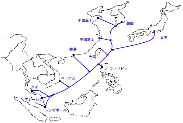 ：Asia Pacific Gateway予定ルート図