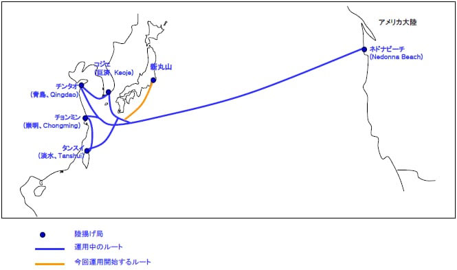別紙: Trans Pacific Express ケーブルルート概要図