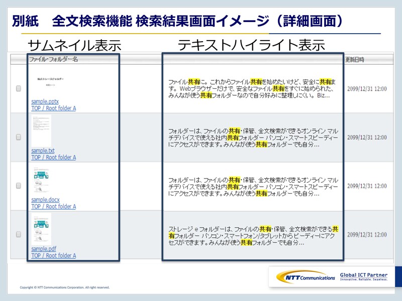 別紙　全文検索機能 検索結果画面イメージ（詳細画面）