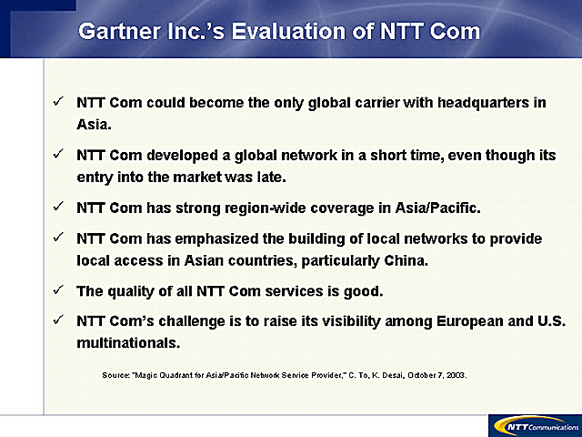 Gartner Inc.'s Evaluation of NTT Com