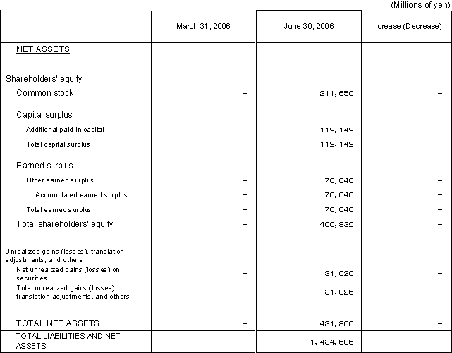 I. Non-Consolidated Comparative Balance Sheets