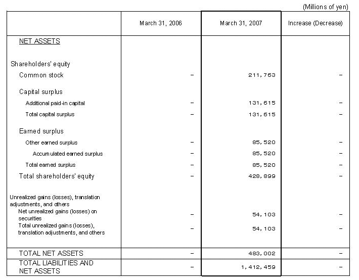 Non-Consolidated Comparative Balance Sheets 