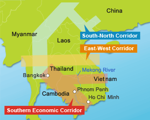 vol1_fig3_3 The area around the Southern Economic Corridor connecting Thailand and Vietnam has gained attention as a new economic region.