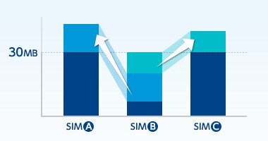 無料通信分を複数のSIMでシェア可能