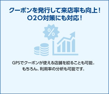 クーポンを発行して来店率も向上！O2O対策にも対応！